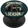 Christmas Season Divertente gatto nero Natale stagione amante dei gatti PopSockets PopGrip Adesivo