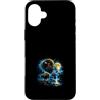 90s Vintage Airbrush Washout Graphics Custodia per iPhone 16 Plus Bisonte Luna Piena Montagna Lago Cascata Wildlife Art