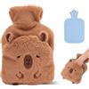 Cunegra Capybara, borsa dell'acqua calda in peluche, 1 l, con rivestimento, graziosa borsa dell'acqua calda per alleviare il dolore, Capybara Capibara, regalo per famiglia e amici