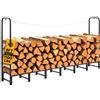 VEVOR Portalegna da Esterno Resistente 2415 mm 1/2 Corda Carico 500 kg, per Camino Patio Terrazzo, Struttura in Acciaio al Carbonio, Impilatore di Ceppi, Organizer in Metallo per Legna, Colore Nero