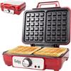 Gadgy Piastra per Waffle Belga Doppia 1000W con Termostato | Prepara Due Waffle Belgi con Termostato Regolabile Piastre Antiaderenti Indicatori LED e Manico Cool Touch