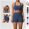 Rooftrellen 2 pezzi di abbigliamento sportivo con tasca set da yoga abbigliamento da palestra tute da yoga per le donne tute pantaloncini sportivi reggiseno incrociato leggings da palestra