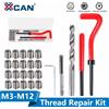XCAN Kit di Riparazione Filettature Metriche da 25 Pezzi M2 M3 M4 M5 M7 M8 M10 M12 M14 M16 con Punta Elicoidale e Chiave per Ripristinare Filettature Danneggiate