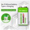 Aleaivy Batteria ricaricabile 9V 12800mAh 6F22 Micro USB 9v Li-ion batterie al litio per multimetro microfono giocattolo telecomando KTV