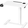 VASAGLE Scrivania con ruote, tavolino, piano 80 x 45 cm, altezza regolabile, 2 portabicchieri, slot per cellulare o tablet, bianco nuvola
