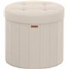 SONGMICS Mazie Collection Panca rotonda, sgabello pieghevole con coperchio rimovibile, facile montaggio, pouf in velluto per camera da letto, soggiorno, ingresso, cappuccino beige/rosa gelatina