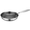 NONE Padella in Acciaio Inox 20 cm / 24 cm / 28 cm - Triplo Strato - Antiaderente - Adatta per Induzione e Tutti i Tipi di Piani Cottura - Facile da Pulire