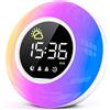 NONE Sveglia Digitale, Sveglia per Bambini con Conto alla Rovescia, Rumore Bianco con 12 Suoni, Luce Notturna a 10 Colori, Doppia Sveglia, 10 Livelli di Volume, Funzione Snooze (Adattatore Incluso)