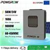 POWGROW Inverter Solare Ibrido 5KW 24V Onda Pura MPPT 160A WIFI Inverter Monofase PV 500V Off-Grid Onda Pura BMS
