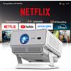 XGODY Proiettore Xgody 4K 1200 Ansi Whale TV con Sistema Operativo Smart, Certificato Netflix, Auto Focus, Correzione Trapezoidale 4D, Wi-Fi 6 e Bluetooth 5.4, Audio Dolby, Compatibile con TV