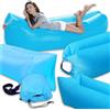 NONE Divano Gonfiabile da Spiaggia 220x70cm Blu, Lazy Bag in Nylon Ripstop, Portatile per Esterni, Gonfiaggio Rapido, Due Camere d'Aria, Lettino da Campeggio, Piscina, Giardino, Viaggio, con Borsa per il