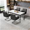 NONE Set di 4 Sedie da Pranzo con Strisce Verticali, Sedie Imbottite con Gambe in Metallo a Zig Zag, Sedie Laterali in Ecopelle per Soggiorno e Cucina, Arredamento Moderno, Nero, Profondità 52cm, Altezza