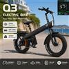 HX Bicicletta Elettrica HX Q3 per Adulti, 250W 48V 20Ah 960Wh, Batteria Rimovibile, Pneumatici Fat 20×4.0, Freni a Disco Idraulici 115Nm, Portapacchi Posteriore a 7 Velocità, Carico Massimo 300kg, E-Bike
