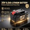 Batteria al litio di ricambio da 20V 6.0Ah per la serie Parkside X20V, compatibile con PAP 20 B3 PAP 20 A3 PAPS 208 A1, batteria ricaricabile per utensili elettrici come motoseghe, trapani, tosaerba e