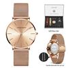 VA VA VOOM Orologio da Donna Hannah Martin, Set da 1 Pezzo, Design Minimalista alla Moda, Cassa UFO Sottile da 36mm, Orologio in Oro Rosa, Movimento Giapponese, Impermeabile, Cinturino in Maglia di Acciaio