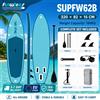 funwater Tavola da SUP gonfiabile Funwater Supfw62B, dimensioni 320x82x15 cm, capacità di carico di 180 kg, adatta agli adulti, con pagaia regolabile, 3 pinne, corda di sicurezza, pompa manuale, zaino,