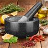 NONE Set Mortaio e Pestello in Granito Naturale - Ciotola in Pietra Massiccia da 16 cm, Pestello con Impugnatura Ergonomica e Confortevole, Per Macinare Erbe, Spezie, Noci, Aglio e Paste Umide, Utilizzo