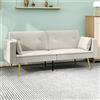 HOMCOM Divano Letto HOMCOM con Schienale Regolabile, Tasca Laterale, Divano Imbottito Serie 2 con Unità Letto e Cuscini per Soggiorno e Camera da Letto, Beige