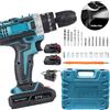 NONE Trapano a Percussione Cordless 21V a 2 Velocità Kit IK Blu, 25+3 Coppie e 3 Funzioni (Perforazione/Trapano/Avvitamento), Velocità Variabile Infinita con Luce LED, Include 2 Batterie, Caricabatterie