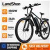 LANDSHON Bicicletta Elettrica LandShon 29 Pollici, Motore 1000W, Batteria Rimovibile 16Ah, Cambio a 21 Velocità, Display LCD, E-Bike per Adulti per Viaggi Urbani/Corsa in Città/Tutti i Terreni