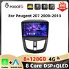 podofo Autoradio Podofo 4G 8-core per Peugeot 207 2009-2013 con Carplay, Android Auto, DAB, WIFI, GPS, 8+128G, Mirror Link, Lettore Multimediale Video per Auto