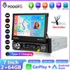 Podofo Autoradio Android 13 con Schermo Motorizzato Retrattile da 7 Pollici, 1 Din, Lettore Multimediale, GPS, Stereo, 2G+64G, Carplay, Android Auto