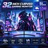 CRUA Monitor da Gaming Curvo da 32 Pollici 180Hz, 1800R FHD 1080P VA con HDTV e DisplayPort DP, Display ad Alto Refresh Rate per Gaming, Casa, Ufficio e Dormitorio