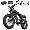 Aairsk Bicicletta Elettrica con Pneumatici Fat da 20*4 per Adulti, Motore da 250W, Batteria Rimovibile da 48V 15AH, Velocità 25 Km/h, Bici Elettrica da Fuoristrada e per Pendolarismo.