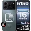 DOOGEE Note56 Pro Gemini Ai Smartphone con Batteria da 6150mAh, Android 16, 32GB RAM (4+28), 128GB ROM, Schermo da 6.56'' 90Hz, Fotocamera 13MP+8MP, Widevine L1, NFC, Telefono Cellulare