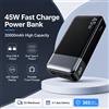 NOBIS NUOVO Power Bank 45W a Ricarica Rapida 20000mAh Caricatore Portatile ad Alta Capacità USB C Doppia Uscita Display LED Batteria Esterna per iPhone Duo 18 Pro 17 Samsung S23 Xiaomi Huawei iPad