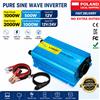Foval Inverter a Onda Sinusoidale Pura 1000W 2000W di Picco, da 12V 24V DC a 230V AC, 50Hz, Presa EU, Convertitore per Auto con USB, Consegna Rapida, Disponibile in Polonia