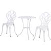 NONE Set da giardino in alluminio a 3 pezzi con 2 sedie 42,5x47,5x89 cm e tavolo basso rotondo Ø 60x67 cm, Bianco