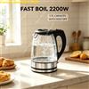 NONE WETECH W6205 Bollitore in vetro borosilicato trasparente da 1,7L 2200W con ebollizione rapida e spegnimento automatico, bollitore per acqua AC 220‑240V, scaldabagno per tè, caffè e acqua per uso