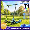 TODIMART T1B T1G Monopattino Elettrico per Bambini 6-12 Anni 16KM/H Velocità Massima 10KM di Autonomia 3 Modalità di Velocità Manubrio Regolabile Luci Colorate Leggero Regalo per Bambini e Bambine