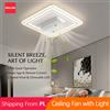 IRALAN Ventilatore Elettrico Intelligente con Lampada, Moderno Ventilatore da Soffitto Senza Pale per Uso Domestico con Luce 220V, Semplice Ventilatore Quadrato per Studio e Camera da Letto