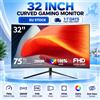 CRUA Monitor da Gaming Curvo da 32 Pollici 75Hz, 2800R FHD 1920×1080 VA, Monitor per PC con Design Senza Cornice, Supporto VESA, Schermo Anti-Riflesso, Display Ultra Nitido per Gaming, Visione Sportiva,