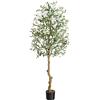 NONE Albero di Ulivo Artificiale Alto 48" e 84", Albero Finto in Vaso con Tronco in Legno Naturale e Base Stabile in Cemento, Pianta di Ulivo Finta Altamente Realistica con Frutti, Decorazione da Interno