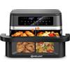 WELLENT Friggitrice ad Aria Calda 12L con Doppio Cestello, 2600W, Senza Olio, Schermo Touch, Cestelli Antiaderenti, Multifunzione per la Casa, Include Libro di Ricette