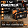 Ddadache Batteria di ricambio al litio da 20V 8.0Ah per WORX PowerShare Pro, batteria ad alta capacità da 20 Volt compatibile con tutti gli utensili elettrici a batteria WORX 20V PowerShare, sistema di