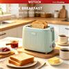 NONE WETECH W6402, tostapane elettrico da 750 W con 2 scomparti, 7 livelli di doratura, design retrò a righe verticali, vassoio raccogli briciole rimovibile, ideale per una colazione veloce, 220-240 V.