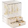 NONE Organizer per Trucchi Trasparente, Portagioie Grande, Scomparti Rimovibili per Donne, Materiale Trasparente, Interno Diviso Pratico