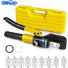 DWiusty Pinza Idraulica DWiusty per Crimpare Terminali di Cavi Batteria, 9 Matrici, 4-70 mm², 100KN, Set di Pinze Idrauliche per Crimpare Terminali di Cavi in Rame e Alluminio
