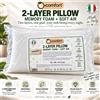 NONE Cuscino a 2 strati e-comfort 70 × 40 × 12 cm - Memory Foam + Soft Air, supporto ergonomico traspirante, rivestimento 100% poliestere, lavabile, Made in Italy