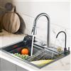 Seeiswork Lavello da cucina a cascata in acciaio inossidabile 304, grande, a vasca singola, integrato, 60x45 cm, set rubinetto, lavabo per bicchieri, doccetta estraibile