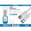 NONE Cavo coassiale bianco da 1,5 m con connettore F femmina-femmina, cavo coassiale RF per antenna TV satellitare e ricevitore TV digitale