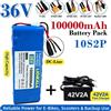 Batteria da 36 V e 100.000 mAh, per biciclette modificate e veicoli elettrici, batteria ricaricabile 18650 10S2P + caricabatterie da 42 V.