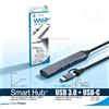 NONE WETECH Smart Hub+ Stazione di collegamento in metallo con doppia porta USB 3.0 e USB-C, 3 porte USB 2.0 + 1 porta USB 3.0 fino a 5 Gbps, cavo da 55 cm per laptop e PC
