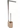 BM Piantana Portarotolo e Scopino, Porta Carta Igienica in Metallo e Resina, WC 2 in 1 Beige, Accessori Bagno da Terra (Beige)
