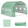 NONE Telo di ricambio per serra, 6 finestre, porta a rullo, bordi per fissaggio a terra, 3x3x2 m, verde