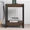 NONE Tavolino da salotto in stile industriale e rustico GarveeLife - Mensola quadrata a due livelli per riporre oggetti - Robusto telaio in metallo, piano in legno resistente - Tavolino moderno da
